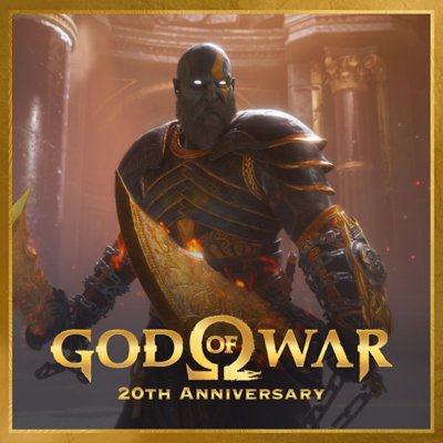 Kratos con la armadura Odisea Oscura y las Espadas del Caos.