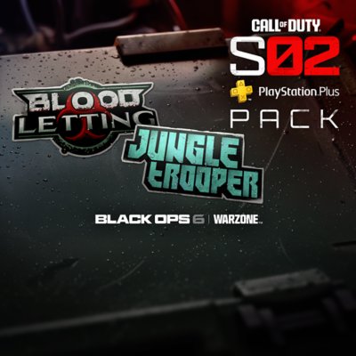 Call of Duty Black Ops 6 Warzone PlayStation Plus pack featuring several logos.