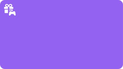 Purple and blue menu block with PS icon in the top corner 