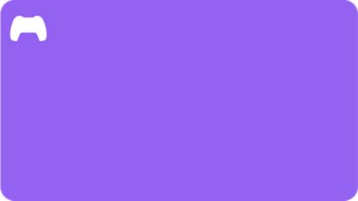 Purple and blue menu block with PS icon in the top corner 