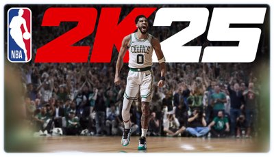 Illustration principale de NBA 2K25 montrant un joueur des Celtics en pleine célébration.
