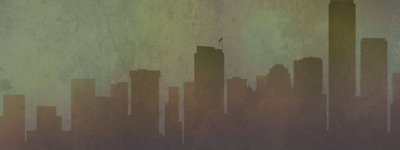 Achtergrond met post-apocalyptische stadsskyline