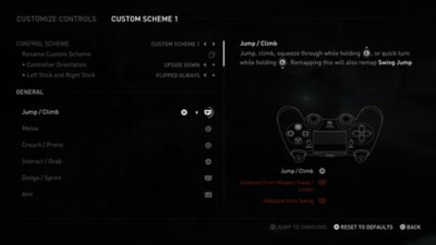 Menu personalizzazione comandi